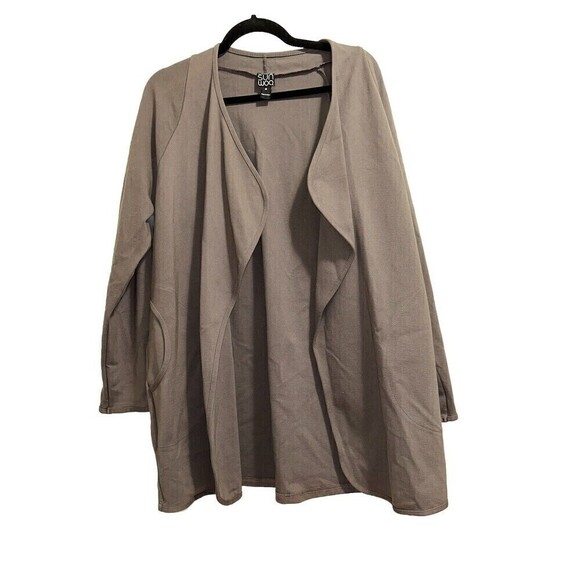 Clara Sun Woo Open Draped Cardigan Jacket Lagenlook Brown Tan Medium - Picture 1 of 7